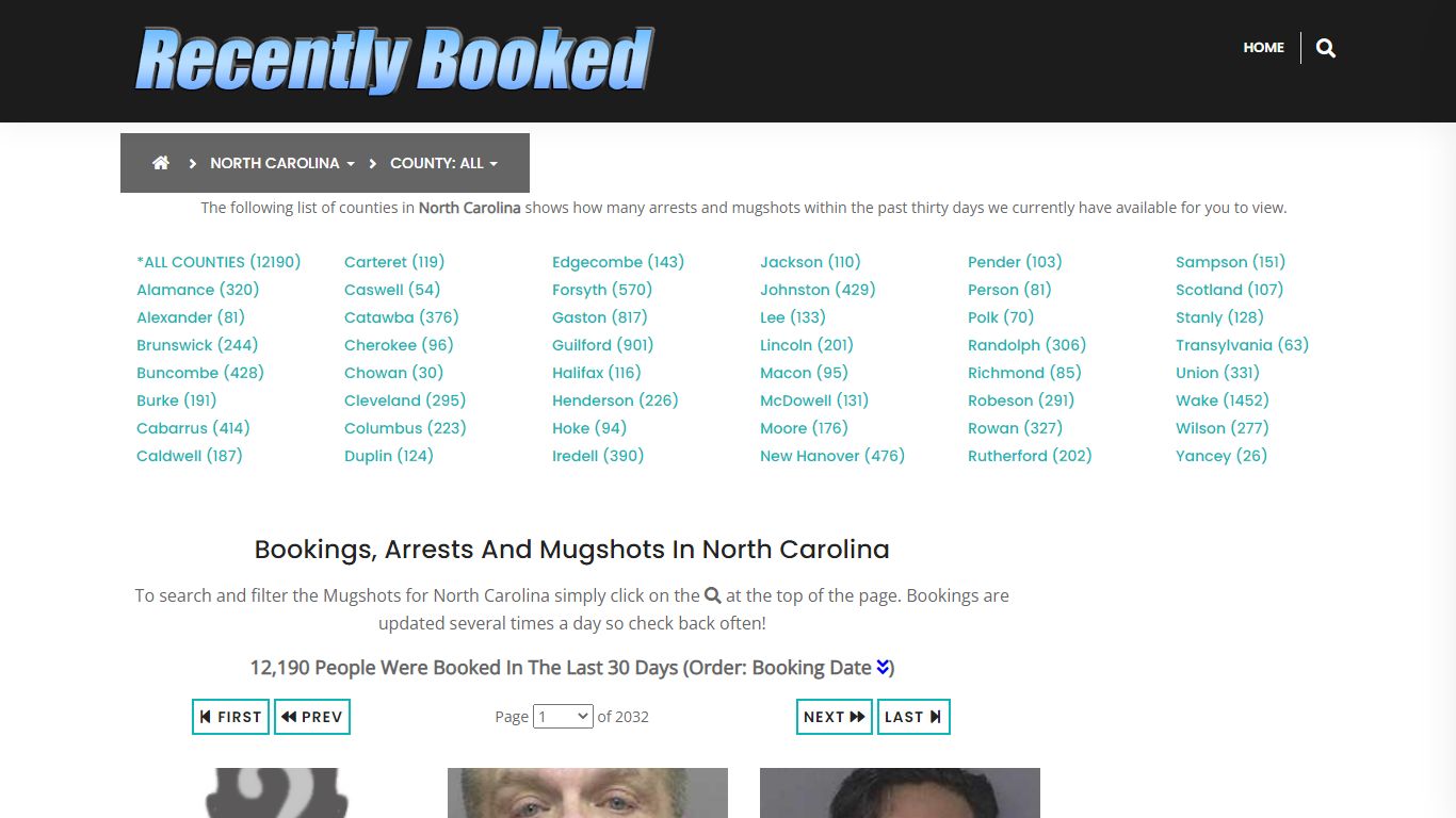 Bookings, Arrests and Mugshots in New Hanover County, North Carolina